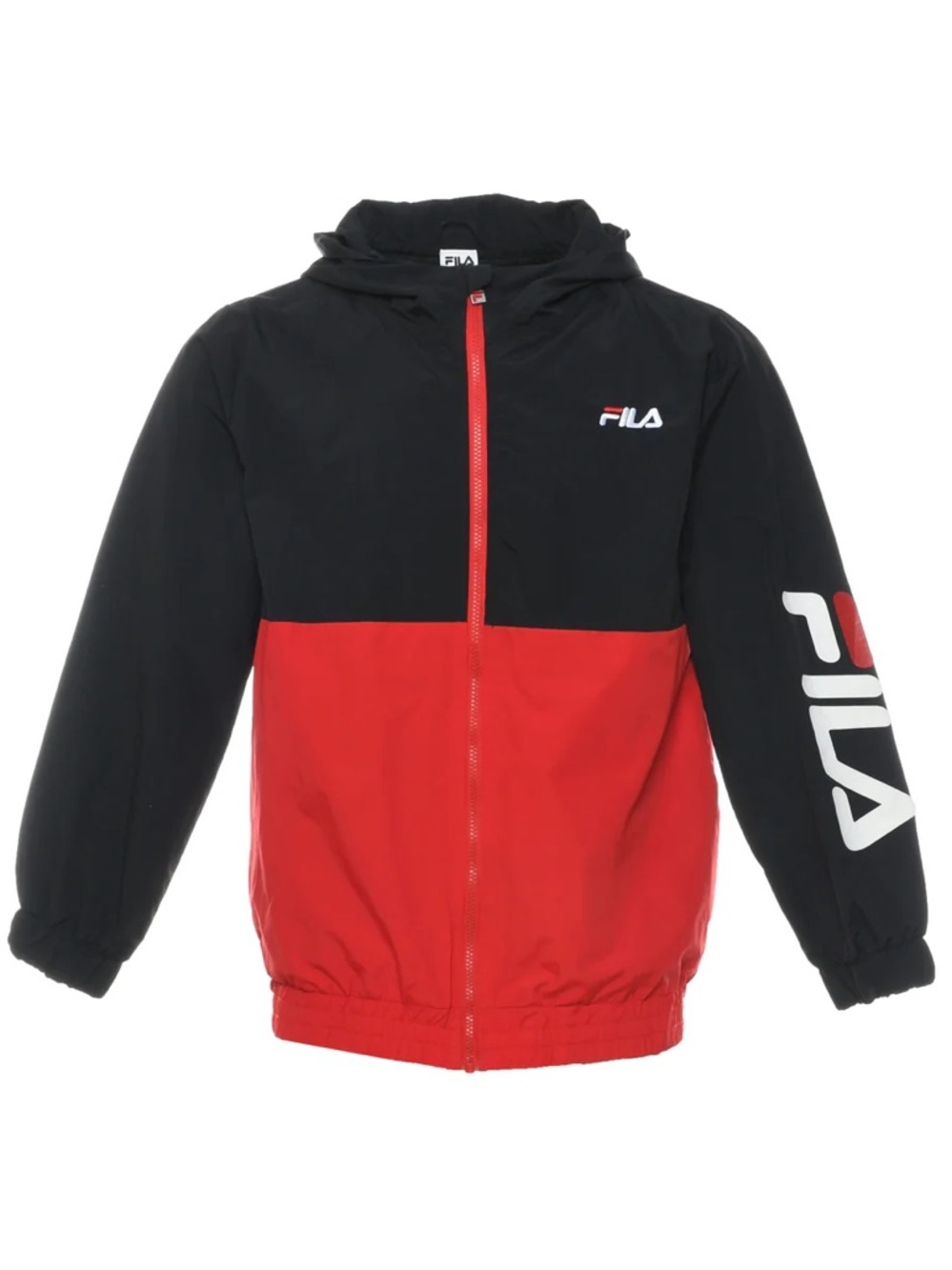 Fila Kids Black and Red Hooded Windbreaker Jacket
